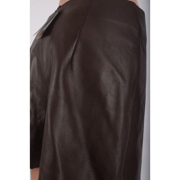 Massimo Dutti Womens Mini Skort Skirt Nappa Leather S Brown 5308/797 NWT - Picture 6 of 11